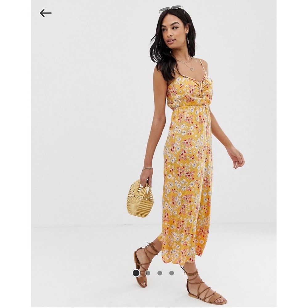 ASOS Yellow Floral Print Jumpsuit NWT